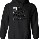 Anime Hoodie Anime Lover Gift Anime Gift Eat Sleep Anime Repeat Anime Sweater Fun Hoodie Manga Hoodie - Black