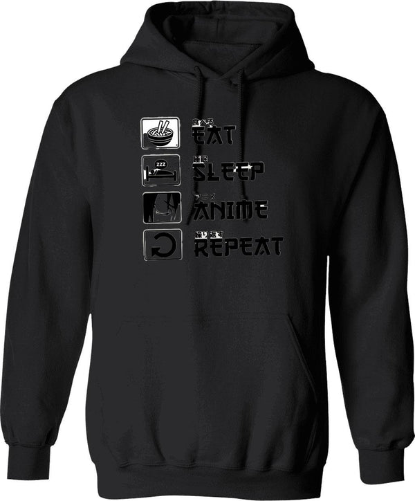 Anime Hoodie Anime Lover Gift Anime Gift Eat Sleep Anime Repeat Anime Sweater Fun Hoodie Manga Hoodie - Black