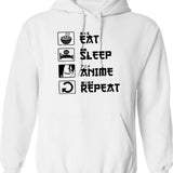 Anime Hoodie Anime Lover Gift Anime Gift Eat Sleep Anime Repeat Anime Sweater Fun Hoodie Manga Hoodie - White