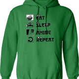 Anime Hoodie Anime Lover Gift Anime Gift Eat Sleep Anime Repeat Anime Sweater Fun Hoodie Manga Hoodie - Green