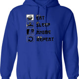 Anime Hoodie Anime Lover Gift Anime Gift Eat Sleep Anime Repeat Anime Sweater Fun Hoodie Manga Hoodie - Blue