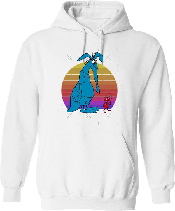 Ant And Aardvark Hoodie - Retro Graphic Pullover Hoodie for Men & Women - White