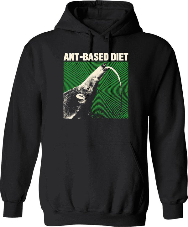 Ant-based Diet Anteater Hoodie - Retro Graphic Pullover Hoodie for Men & Women - Black