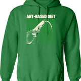 Ant-based Diet Anteater Hoodie - Retro Graphic Pullover Hoodie for Men & Women - Green