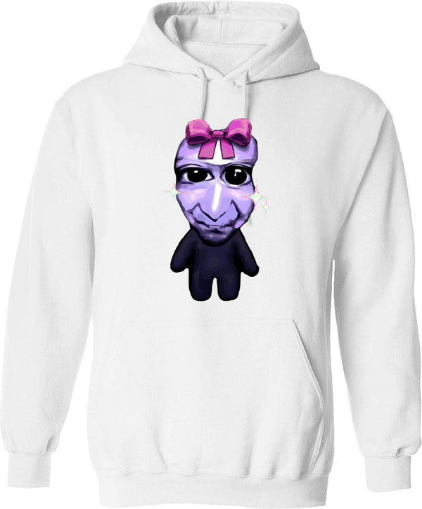 Ao Oni Kawaii Hoodie - Retro Graphic Pullover Hoodie for Men & Women - White