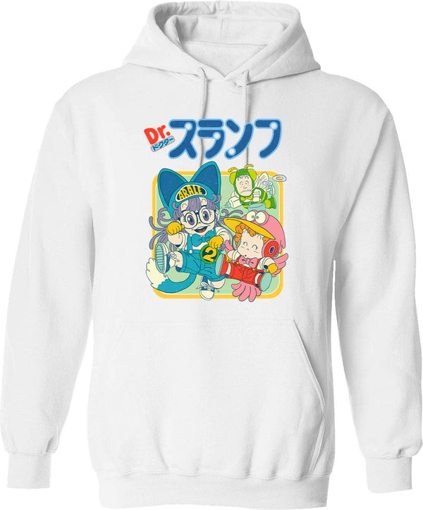 Arale Dr.slump Hoodie - Retro Graphic Pullover Hoodie for Men & Women - White