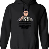 Archer Danger Zone Something Hoodie - Retro Graphic Pullover Hoodie for Men & Women - Black