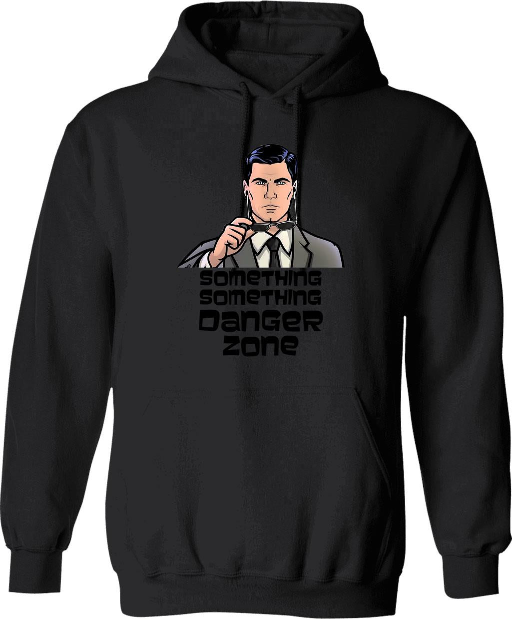 Archer Danger Zone Something Hoodie - Retro Graphic Pullover Hoodie for Men & Women - Black