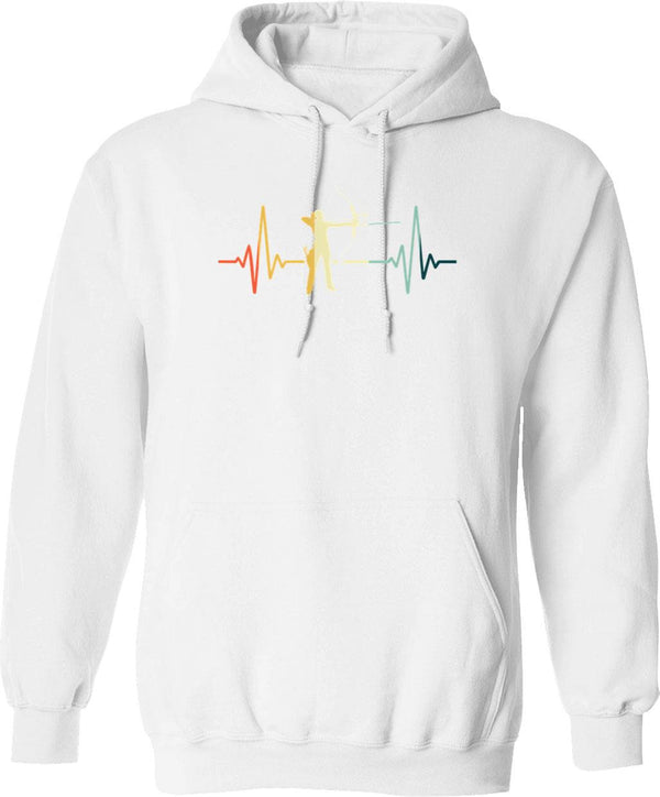 Archery Heartbeat Vintage Hoodie - Retro Graphic Cosy Pullover - White