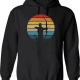 Archery Silhouette On A Distressed Retro Sunset Product Hoodie - Black