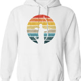 Archery Silhouette On A Distressed Retro Sunset Product Hoodie - White