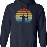 Archery Silhouette On A Distressed Retro Sunset Product Hoodie - Navy