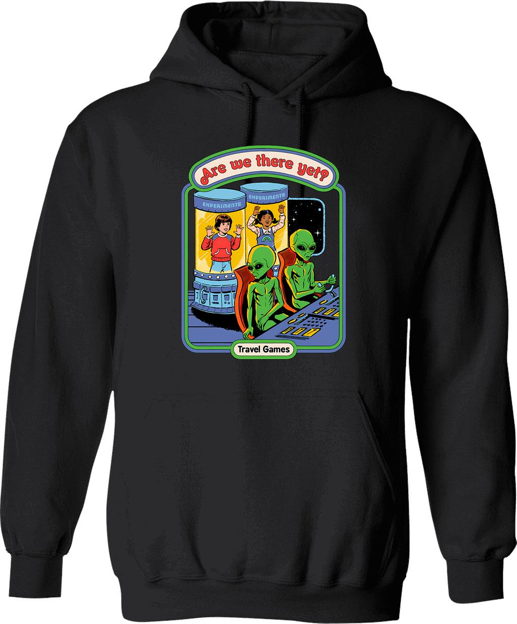 Are We There Yet Hoodie - Retro Graphic Pullover Hoodie for Men & Women - Black