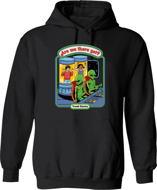 Are We There Yet Hoodie - Retro Graphic Pullover Hoodie for Men & Women - Black
