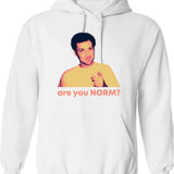Are You Norm Hoodie - Retro Graphic Pullover Hoodie for Men & Women - White