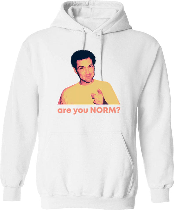 Are You Norm Hoodie - Retro Graphic Pullover Hoodie for Men & Women - White