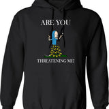 Are You Threatening Me Halloween Graphic Pullover Hoodie - Black