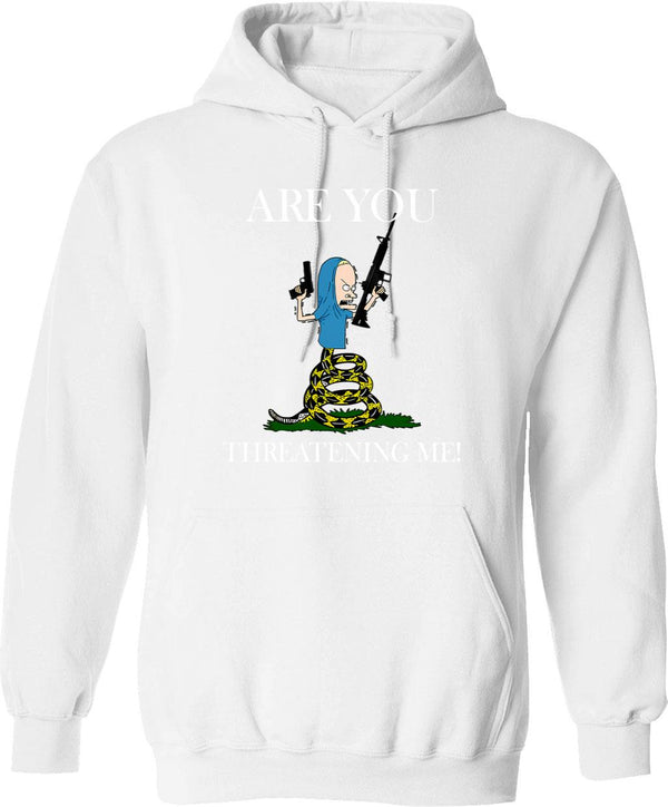 Are You Threatening Me Halloween Graphic Pullover Hoodie - White