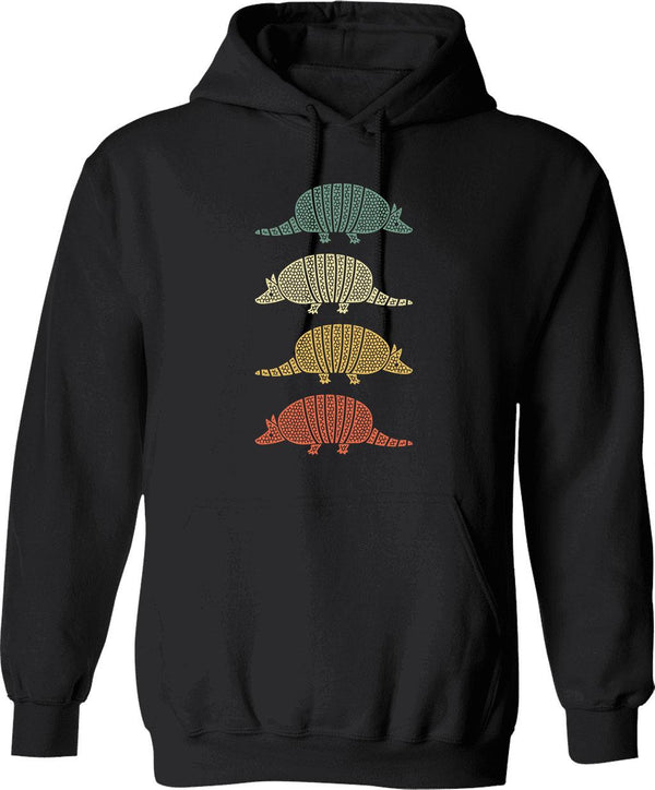 Armadillo Vintage Pattern Hoodie - Retro Graphic Cosy Pullover - Black