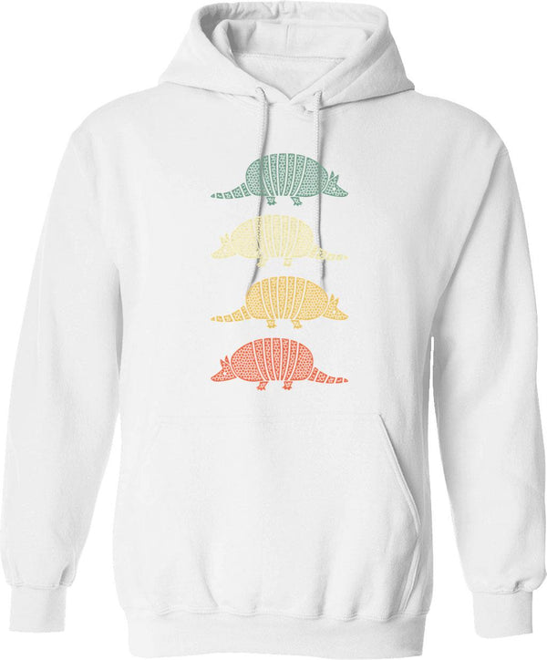 Armadillo Vintage Pattern Hoodie - Retro Graphic Cosy Pullover - White