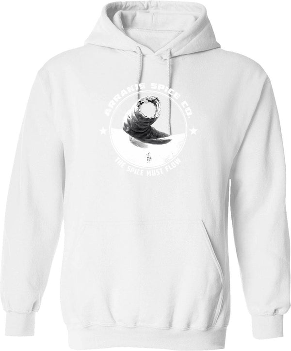 Arrakis Spice Company Hoodie - Retro Graphic Pullover Hoodie for Men & Women - White