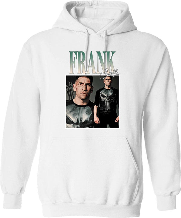 Art Frank Castle Vintage Retro Hoodie - Retro Graphic Cosy Pullover - White