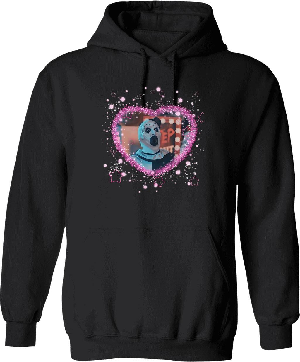 Art The Clown Heart Frame Graphic Pullover Hoodie - Black