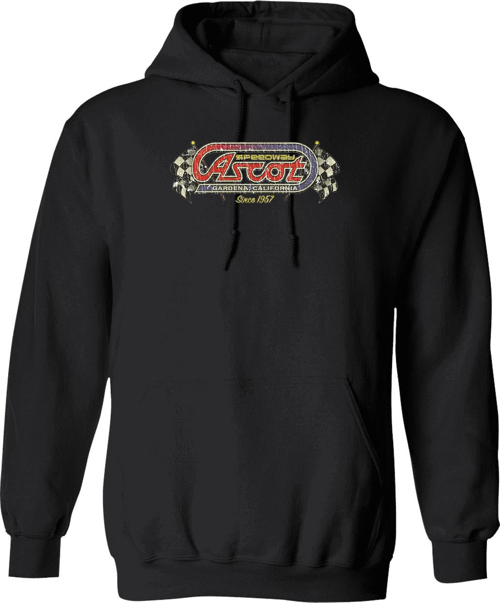 Ascot Speedway 1957 Long T-Hoodie Graphic Pullover Hoodie - Black