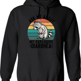 Ask Me About My Explosive Diarrhea Funny Racoon Retro Vintage Humor Sarcastic (1) Hoodie - Black