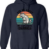 Ask Me About My Explosive Diarrhea Funny Racoon Retro Vintage Humor Sarcastic (1) Hoodie - Navy