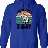 Ask Me About My Explosive Diarrhea Funny Racoon Retro Vintage Humor Sarcastic (1) Hoodie - Blue