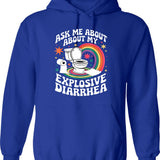 Ask Me About My Explosive Diarrhea Funny Hoodie - Blue