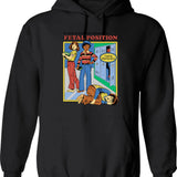 Assume The Fetal Position Hoodie - Retro Graphic Pullover Hoodie for Men & Women - Black