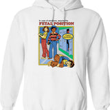 Assume The Fetal Position Hoodie - Retro Graphic Pullover Hoodie for Men & Women - White