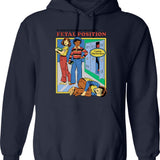 Assume The Fetal Position Hoodie - Retro Graphic Pullover Hoodie for Men & Women - Navy