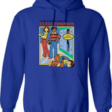 Assume The Fetal Position Hoodie - Retro Graphic Pullover Hoodie for Men & Women - Blue