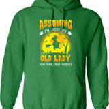 Assuming Im Just An Old Lady Funny Witch Halloween Hoodie - Green