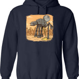 At-at Pipi Rough Hoodie - Retro Graphic Pullover Hoodie for Men & Women - Navy