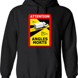Attention Angles Morts Hoodie - Retro Graphic Pullover Hoodie for Men & Women - Black