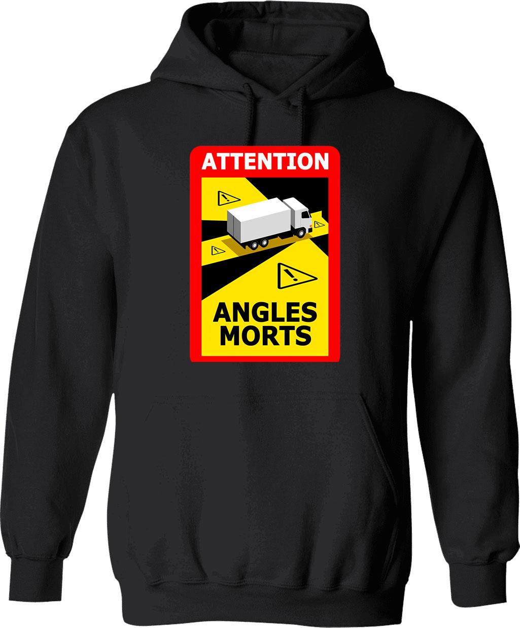 Attention Angles Morts Hoodie - Retro Graphic Pullover Hoodie for Men & Women - Black