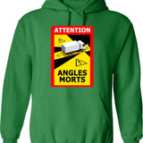 Attention Angles Morts Hoodie - Retro Graphic Pullover Hoodie for Men & Women - Green