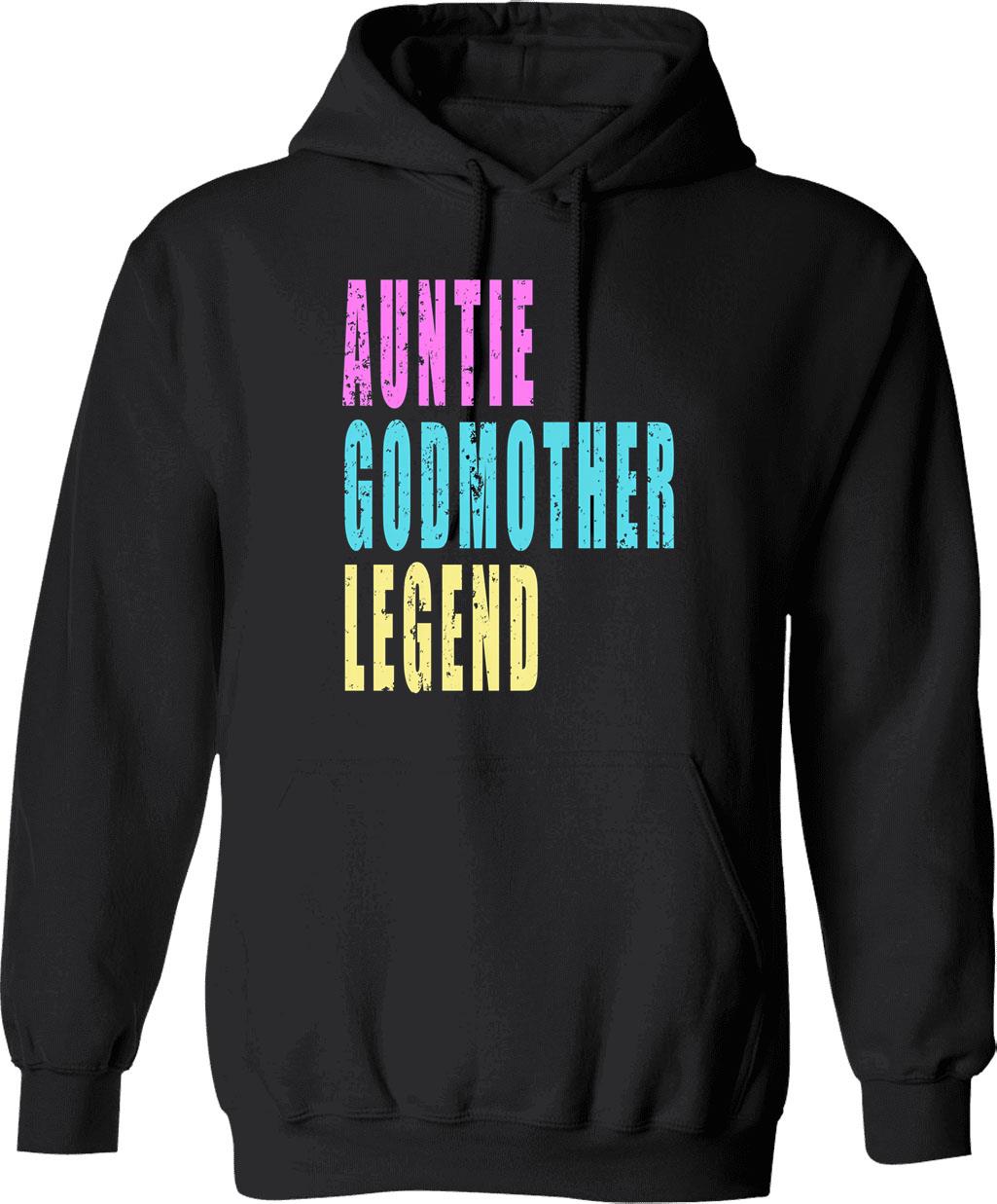 Auntie Godmother Legend Vintage Hoodie - Retro Graphic Cosy Pullover - Black