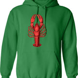 Australian Crayfish Hoodie - Retro Graphic Pullover Hoodie for Men & Women - Green