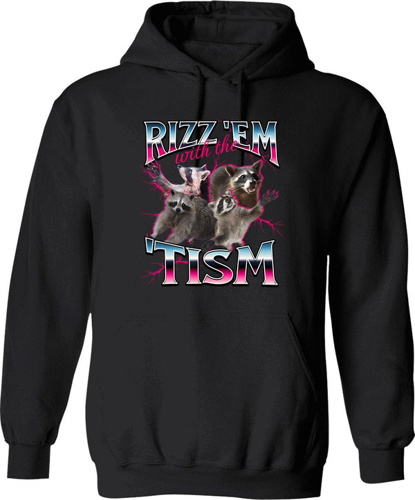 Autism Funny Rizz Em With The Tism Meme Autistic Racoon Hoodie - Black