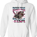 Autism Funny Rizz Em With The Tism Meme Autistic Racoon Hoodie - White