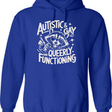 Autistic And Gay Raccoon Hoodie - Retro Graphic Pullover Hoodie for Men & Women - Blue