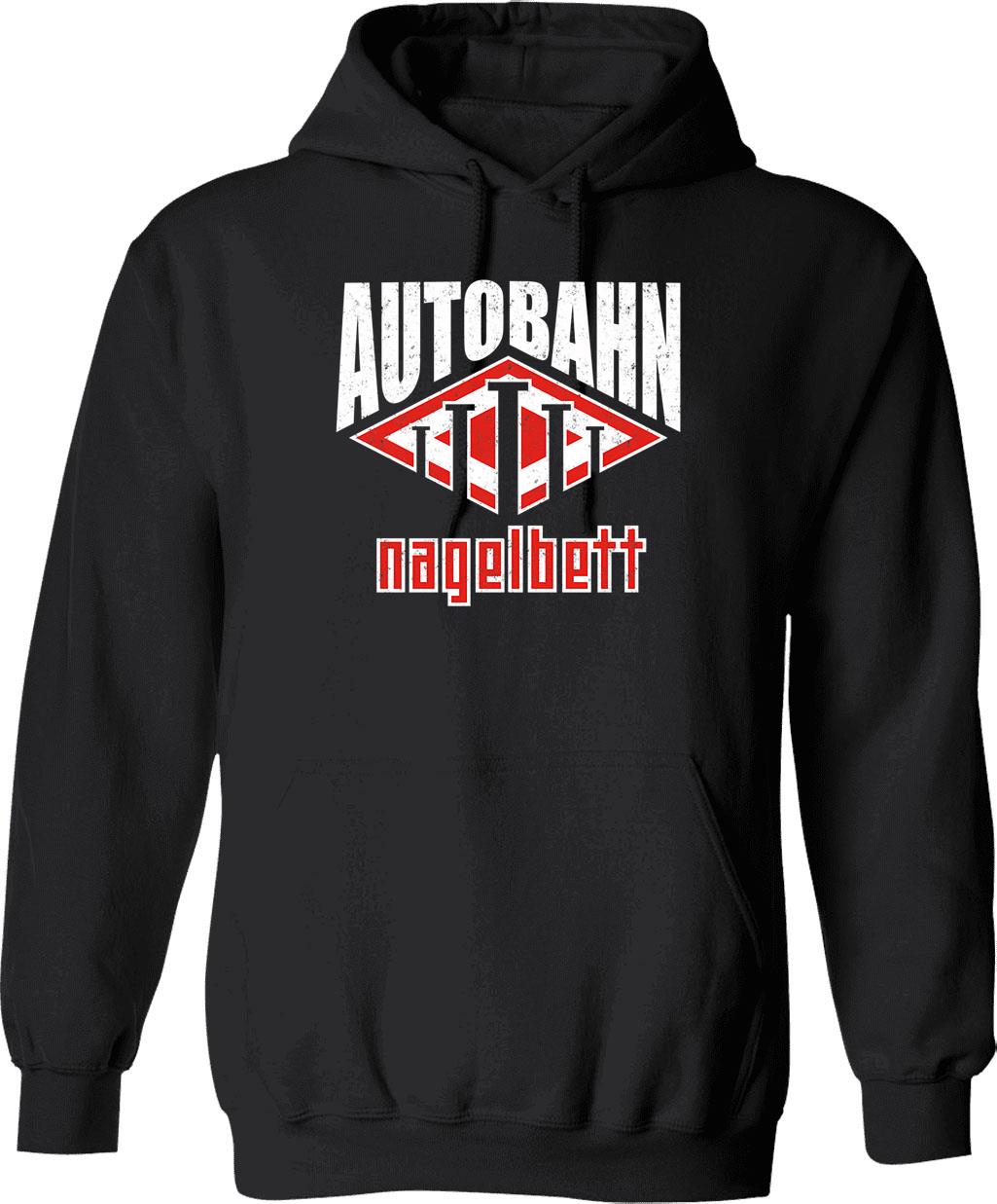 Autobahn - Nagelbett Hoodie - Retro Graphic Pullover Hoodie for Men & Women - Black
