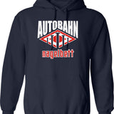 Autobahn - Nagelbett Hoodie - Retro Graphic Pullover Hoodie for Men & Women - Navy