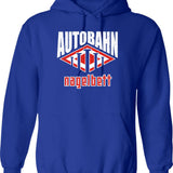 Autobahn - Nagelbett Hoodie - Retro Graphic Pullover Hoodie for Men & Women - Blue
