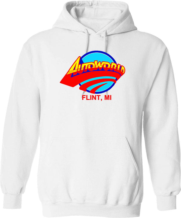 Autoworld Hoodie - Retro Graphic Pullover Hoodie for Men & Women - White